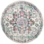 Hand-Knotted Cream and Blue Round Synthetic Rug