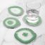 Set of 4 Green Agate Stone Coasters with Silver Edge