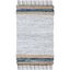 Gray and Natural Handmade Leather Flat Woven Rug