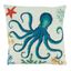 Multicolor Coastal Cotton Octopus Design 20" Pillow Cover