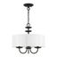 Elegant Black 3-Light Drum Pendant with Off-White Fabric Shade