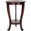 Transitional Round Brown Wood and Stone Pedestal Table