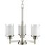 Brushed Nickel 3-Light Chandelier with Textured White Linen Glass