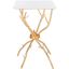 Alexa Gold Branch Base White Marble Top Accent Table