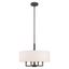 Mini Drum English Bronze Pendant with Oatmeal Fabric Shade