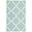 Ivory and Light Blue Geometric Wool Area Rug, 6' x 9'