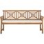 Tropical Villa-Inspired Teak Brown 3-Seat Garden Bench with Beige Cushion