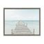 Tranquil Wooden Pier on Beach Framed Canvas Art, 18x24, Gray