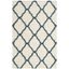 Ivory and Slate Blue Hand-knotted Round Shag Rug