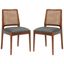 Gray Rattan and Cane Side Chair Set of 2