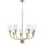 Elegant Aged Brass 8-Light Chandelier with Satin Opal Glass Shades