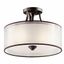 Lacey 15" Bronze and White Drum Semi-Flush Mount Light