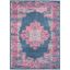 Traditional Floral Blue Synthetic 5' x 7' Easy-Care Area Rug