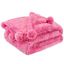 Hot Pink Twin Sherpa Fleece Blanket with Pom Poms