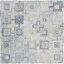 Ivory and Blue Geometric Hand-Tufted Wool Area Rug, 6' x 6'