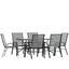 Gray 7-Piece Outdoor Patio Dining Set with Glass Table and Steel Frame