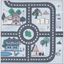 Blue and Dark Grey Square Kids Playhouse Area Rug