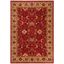 Red and Beige Round Synthetic Stain-Resistant Area Rug