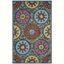 Handmade Blue Floral Wool 5' x 8' Area Rug