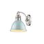 Transitional Duncan Dimmable Vanity Wall Sconce in Pewter with Seafoam Shade