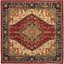 Elegant Heritage Square Red Wool 6' Tufted Area Rug