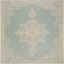 Cream and Aqua Square Non-slip Synthetic Area Rug