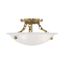 Antique Brass 3-Light Flush Mount with White Alabaster Glass