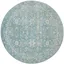 Light Blue and Ivory Round Synthetic High Pile Rug