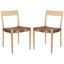 Chic Cognac Woven Leather & Natural Wood Dining Chair Set