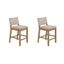 Linus Natural Flax Upholstered Counter Height Bar Stools with Rubberwood Legs, Set of 2