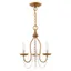 Antique Gold Leaf Mini Crystal Chandelier with 3 Lights