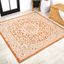 Handmade Orange and Cream Medallion Square Synthetic Rug