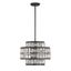 Matte Black Crystal Drum LED Pendant Light