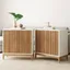 White and Warm Pine Fluted Console Cabinet Set