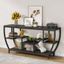 Industrial 70.9'' Rustic Wood and Black Metal Console Table with Shelves