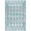 Ivory and Blue Geometric Hand-knotted Synthetic Area Rug 5'x8'