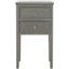 Transitional Ash Grey Elm Wood Nightstand with Metal Pulls