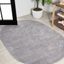 Modern Easy-Care Oval Synthetic Area Rug in Gray