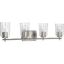 Adley Brushed Nickel 4-Light Bath Vanity with Clear Glass Shades