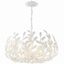 Matte White 6-Light Steel Chandelier with Leaf Design