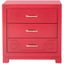 Transitional 3-Drawer Greek Key Nightstand in Polished Red