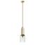 Elegant Art Deco Mini Pendant Light in Brushed Natural Brass with Clear Fluted Glass