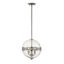 Stirling 3-Light Crackled Glass Pendant in Polished Pewter