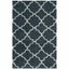 Slate Blue and Ivory Round Shag Synthetic Area Rug