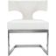 Sumptuous White Faux Leather Dining Chair with Chrome Base