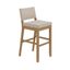 Linus Light Brown Rubberwood Bar Stool with Flax Upholstery