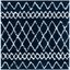 Ivory and Navy Square Shag Rug with Tribal Design