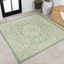 Green and Cream Medallion Textured Weave Square Rug