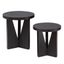 Black Round Wood Contemporary Nesting Tables, Set of 2