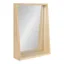 Natural Wood Rectangular Bathroom Mirror with Shelf